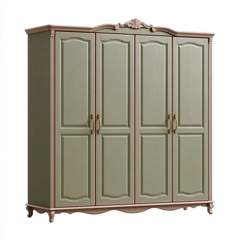 Armadio 4 ante 200 x 60 x 220 cm in legno verde salvia stile classico