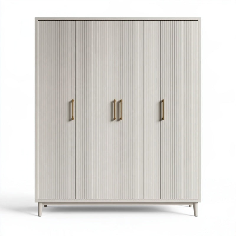 Armadio guardaroba 160 x 60 x 200 cm in legno avorio con 4 ante stile moderno