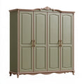 Armadio 4 ante 200 x 60 x 220 cm in legno verde salvia stile classico