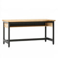 Banco da lavoro 120x60x90 cm in legno naturale e metallo nero con ripiano stile industriale