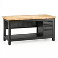 Banco da lavoro 120 x 60 x 90 cm in legno e metallo nero/naturale con cassetti stile industriale