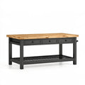 Banco da lavoro 150 x 75 x 90 cm in legno e metallo nero con 3 cassetti