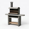 Barbecue da giardino 150 x 70 x 190 cm in metallo e cemento nero grigio con canna fumaria stile rustico