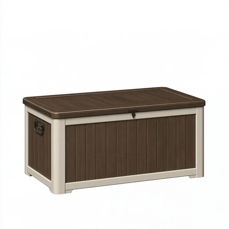 Cassapanca contenitore 120 x 55 x 60 cm in resina marrone e beige per esterno