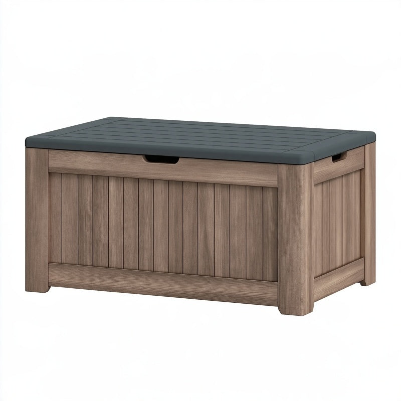 Cassapanca contenitore da esterno 120 x 60 x 60 cm in resina marrone/grigio antracite - stile moderno con coperchio