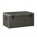 Baule contenitore 100 x 50 x 50 cm in rattan sintetico grigio per esterno con coperchio