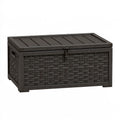 Baule contenitore da esterno 120 x 56 x 63 cm in resina nero intrecciato con coperchio