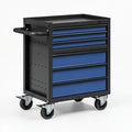 Carrello portautensili 77 x 46 x 97 cm in acciaio nero/blu con 6 cassetti e ruote - stile industriale