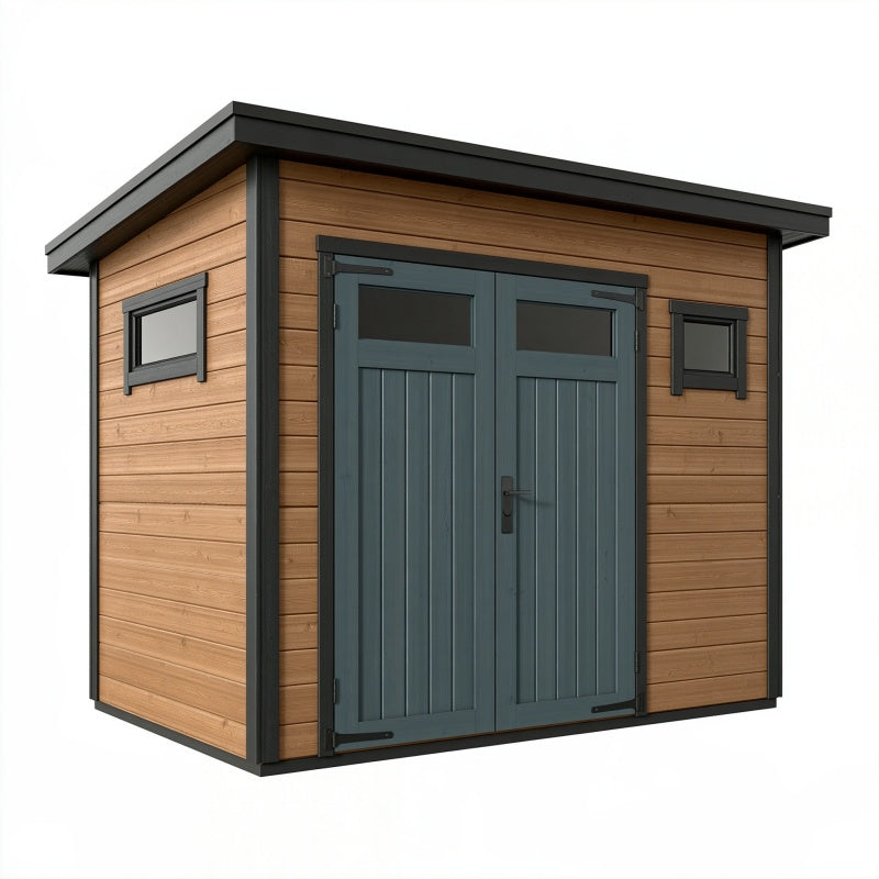 Casetta da giardino 200 x 150 x 200 cm in legno marrone per esterni con porte doppie moderne