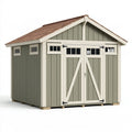 Casetta da giardino 240 x 180 x 220 cm in legno verde salvia con doppia porta e finestre
