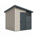 Casetta da giardino 200 x 150 x 190 cm in resina grigio tortora e antracite con porta e finestra